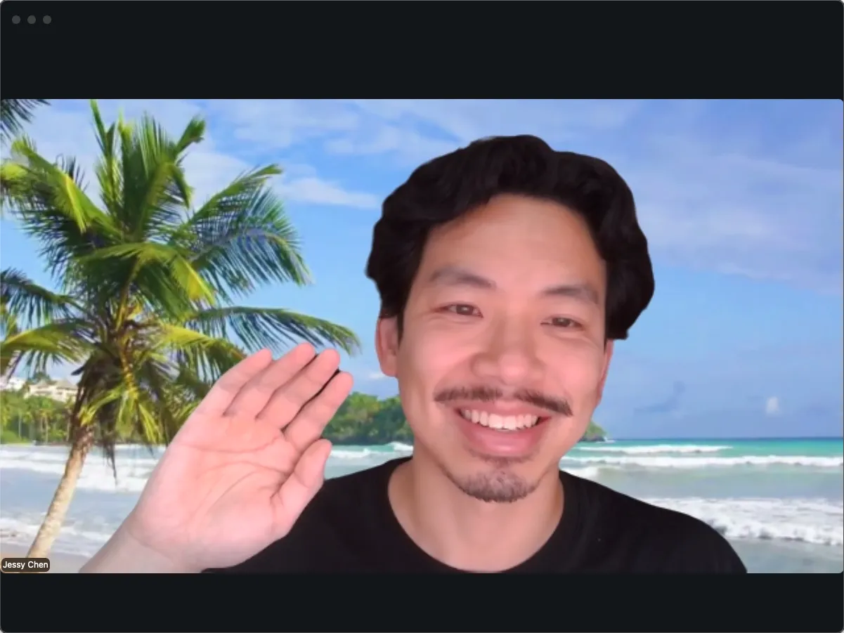 Jessy welcoming you on a video call